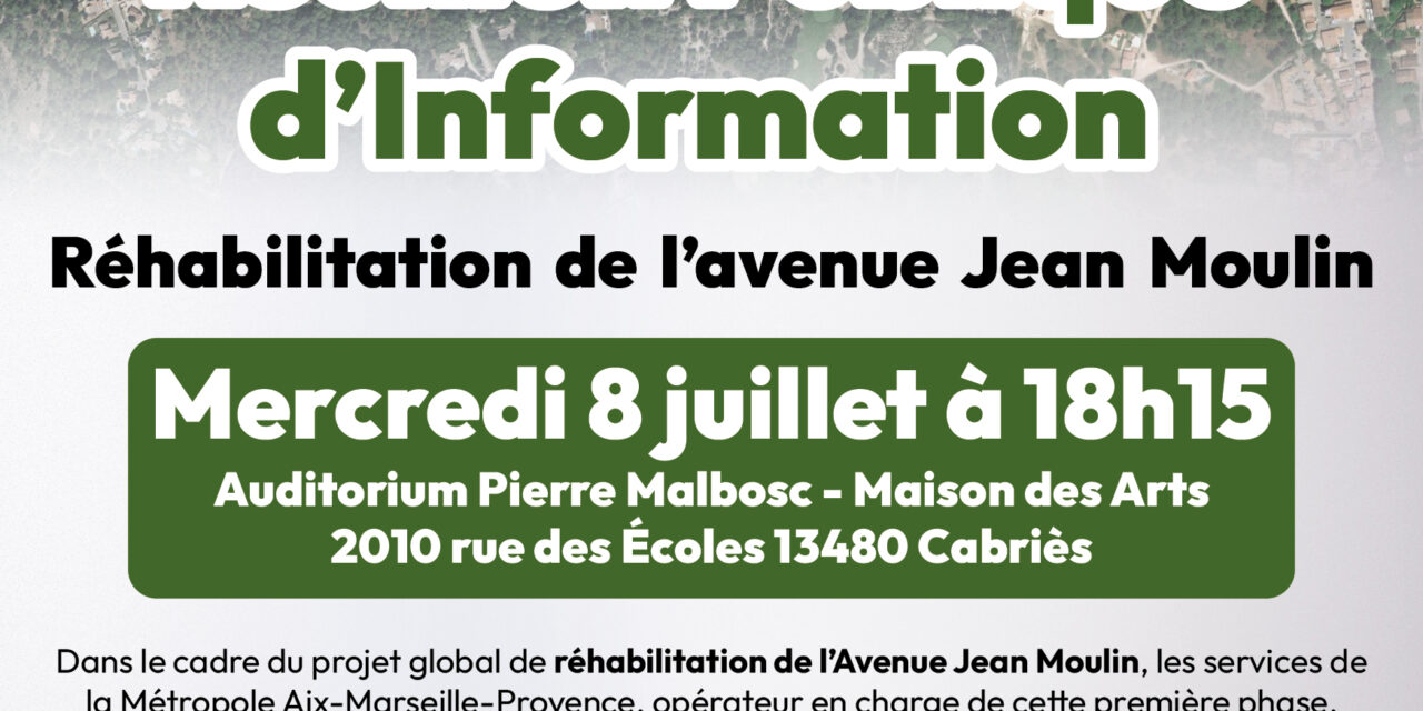 Réunion publique d&rsquo;information – Réhabilitation de l&rsquo;avenue Jean Moulin